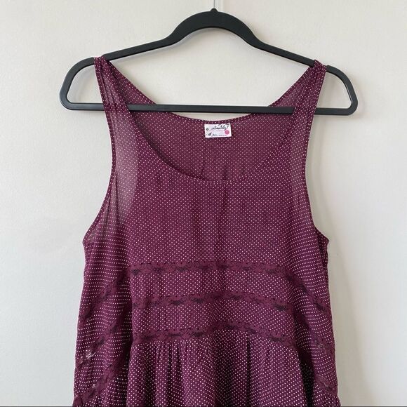 FREE People-Burgundy Polka Dot Sheer Tunic Dress - Picture 6 of 10